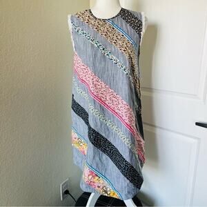 Megan Park Patchwork Chambray Sleeveless Dress